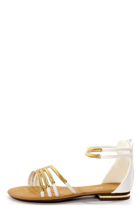 Bonzo 3 White and Gold Wrapped Strappy Gladiator Sandals - $23.00 - Lulus
