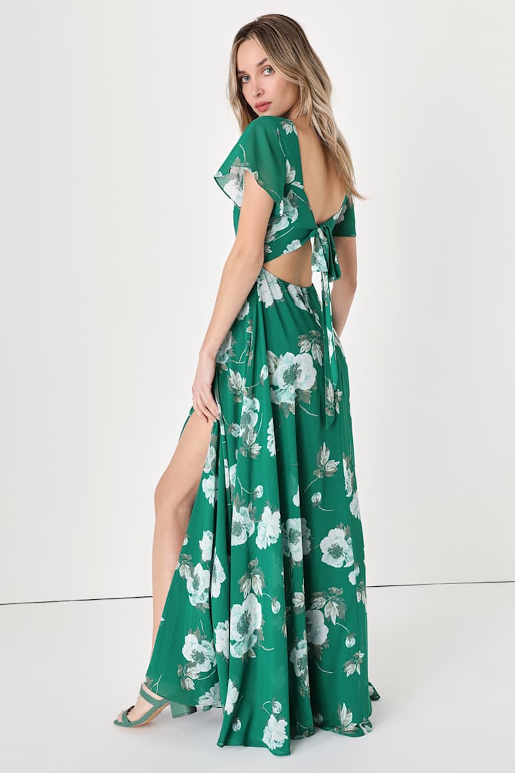 love wedding repeat green dress Floral Print - Tie-Back Maxi Dress - Maxi Dress (added 10/25/2023)