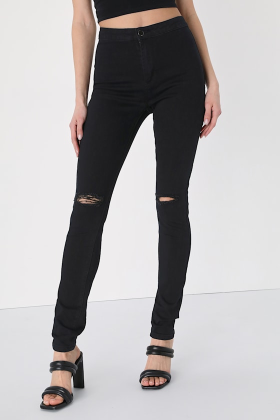 Practice Makes Perfect Black High-Waisted Skinny Jeans 12