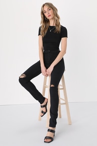 Practice Makes Perfect Black High-Waisted Skinny Jeans