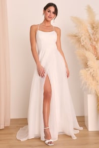 Give Your Love White Organza Backless Maxi Dress