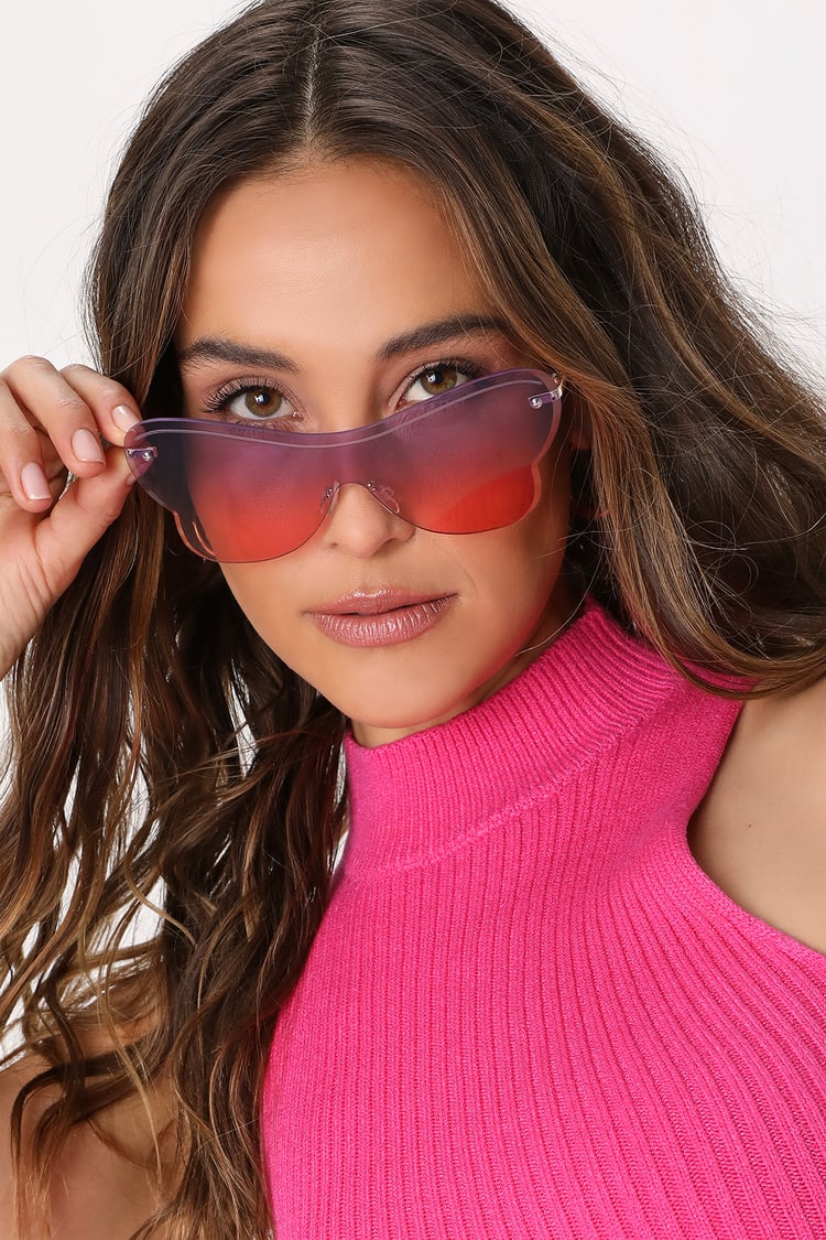 Soaring Style Purple & Pink Ombre Frameless Butterfly Sunglasses