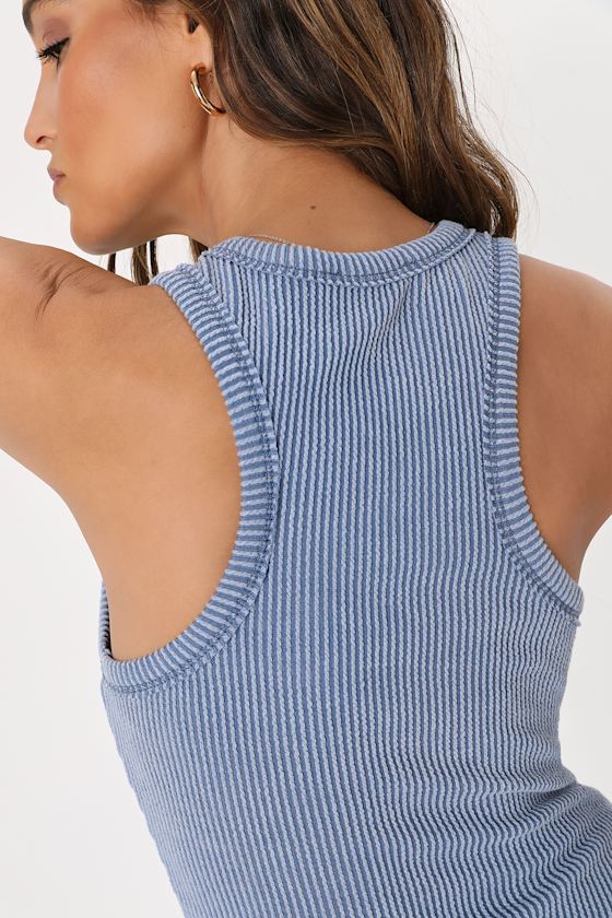 Essential Update Slate Blue Ribbed Tank Top - thumbnail 5