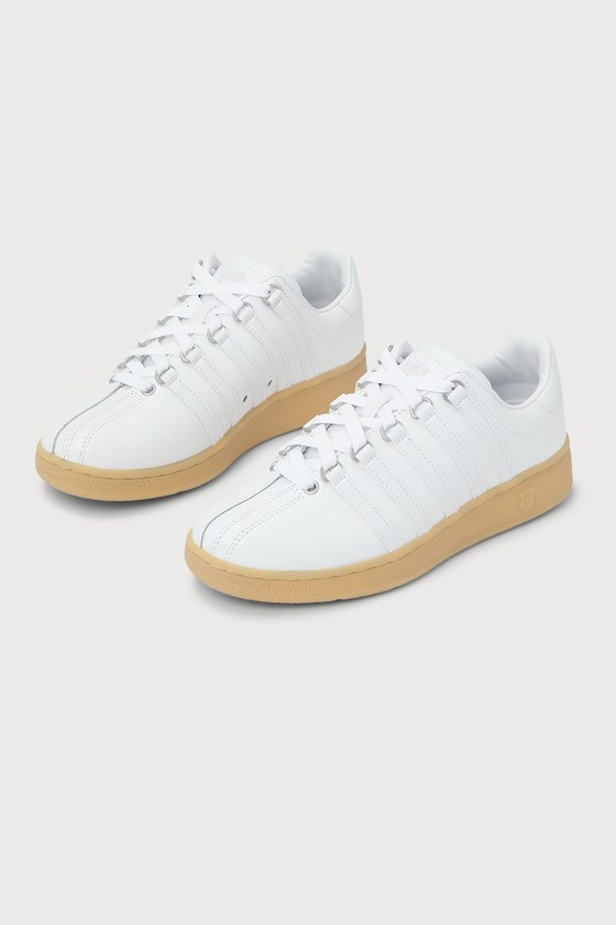 K-Swiss Classic Gum VN - White Leather Sneakers - Sneakers - Lulus