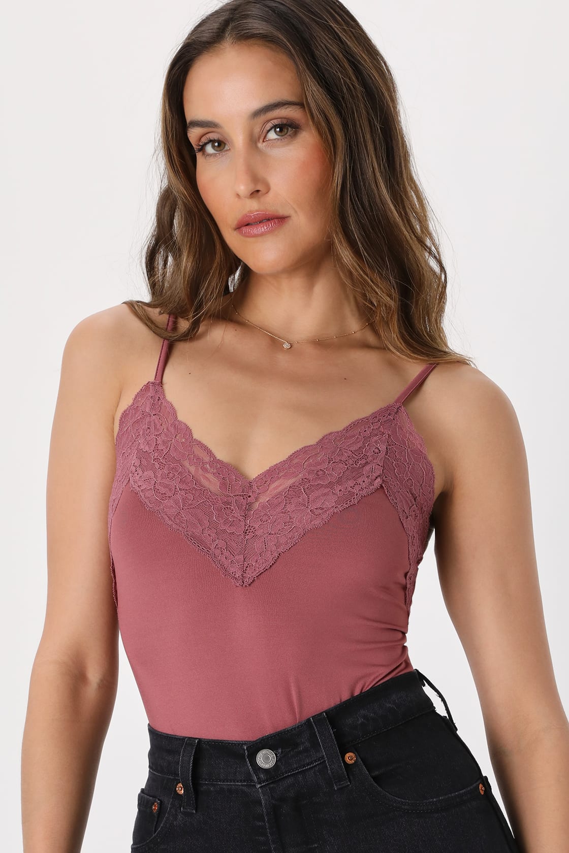 Rose Pink Cami - Lace Cami Bodysuit - Women's Tops - Pink Tank - Lulus