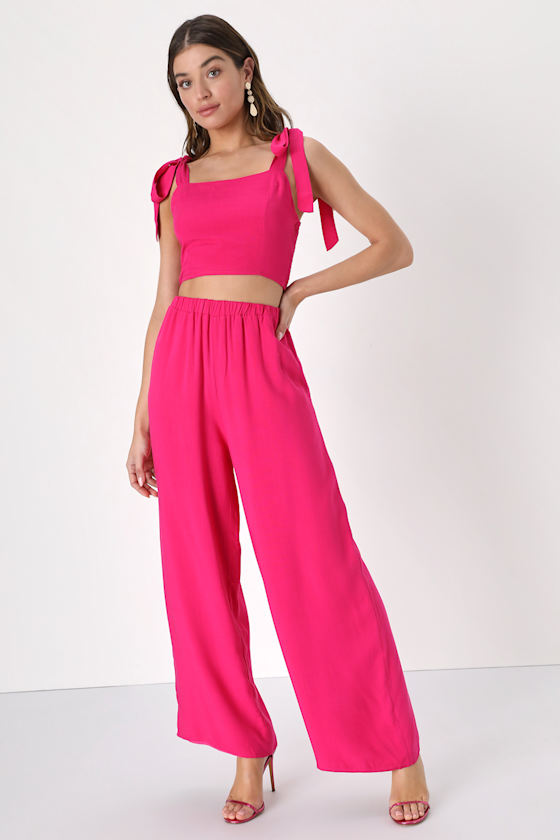 Hot Pink Jumpsuit TwoPiece Jumpsuit TieStrap Jumpsuit Lulus