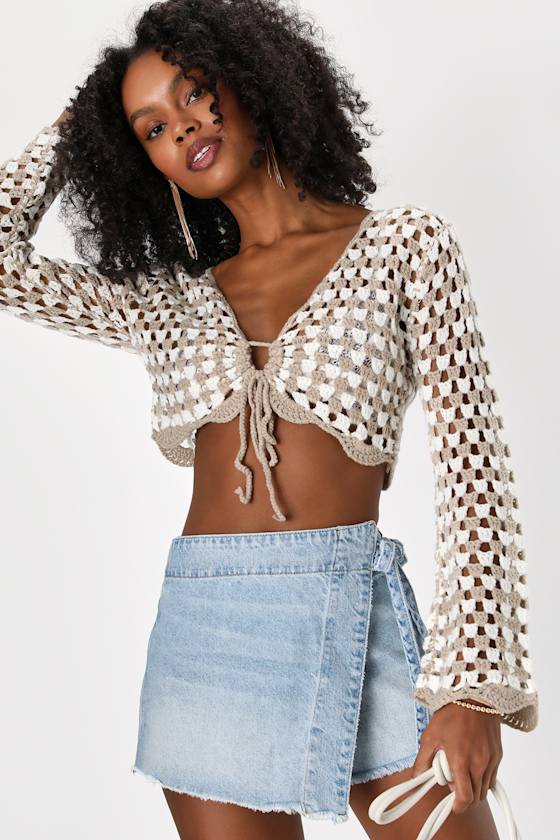 Emmy Light Wash Side-Tie Wrap Denim Skort 1