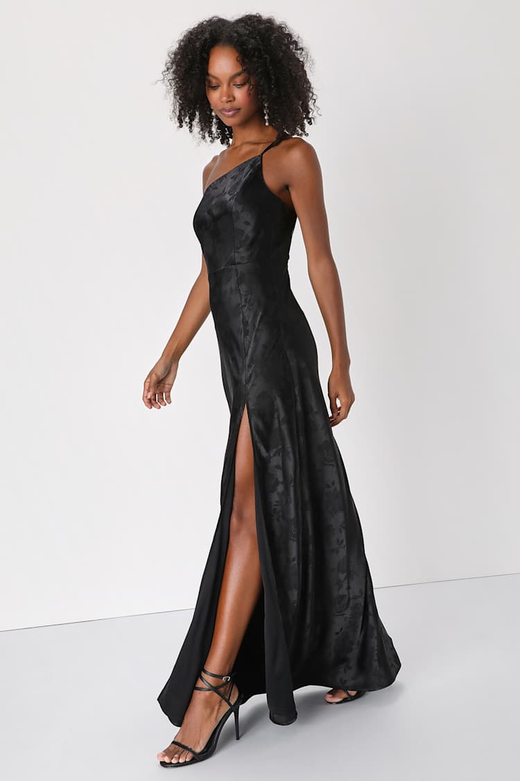 jacquard weave one shoulder dress One Shoulder Jacquard Dress In Green Gold