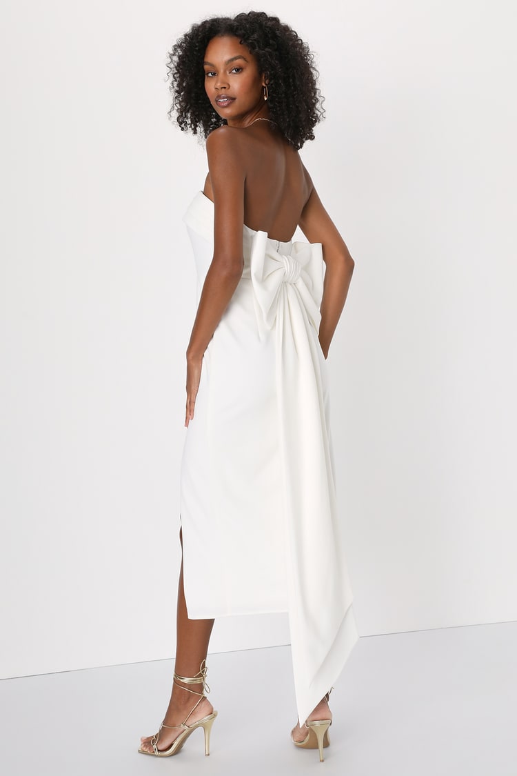 Bridal Shower Dress - White Strapless Dress - White Midi Dress - Lulus