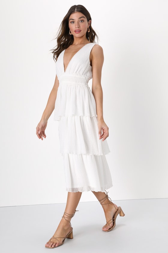 Asos design deep plunge on sale tiered midi prom dress