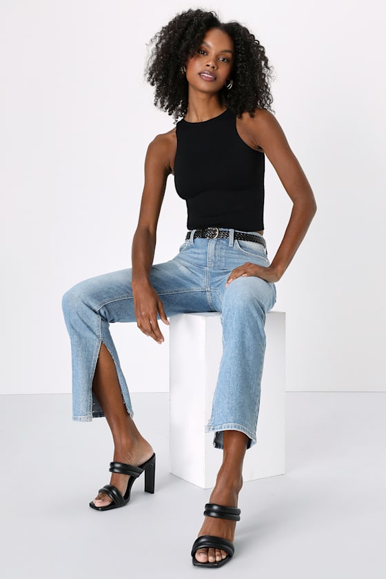 Free People Clean Lines - Black Cami Top - Seamless Tank Top - Lulus