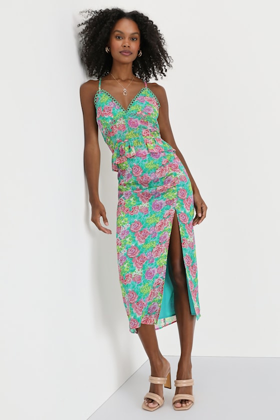 Bouquet, Girl, Hey Green Floral Print Ruffled Cami Top 3