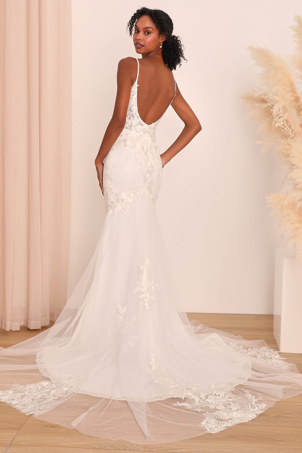 Everlasting Affection White Lace Backless Mermaid Maxi Dress