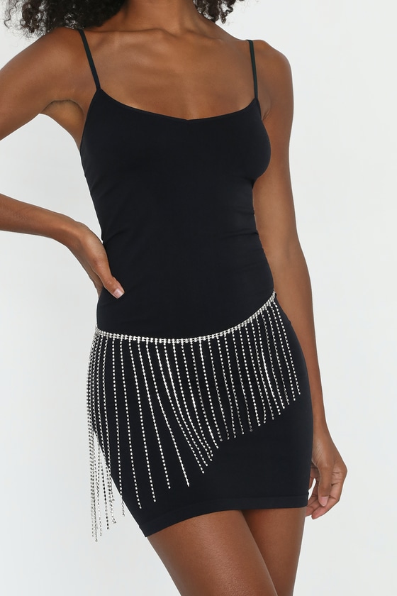 Silver fringe belt deals