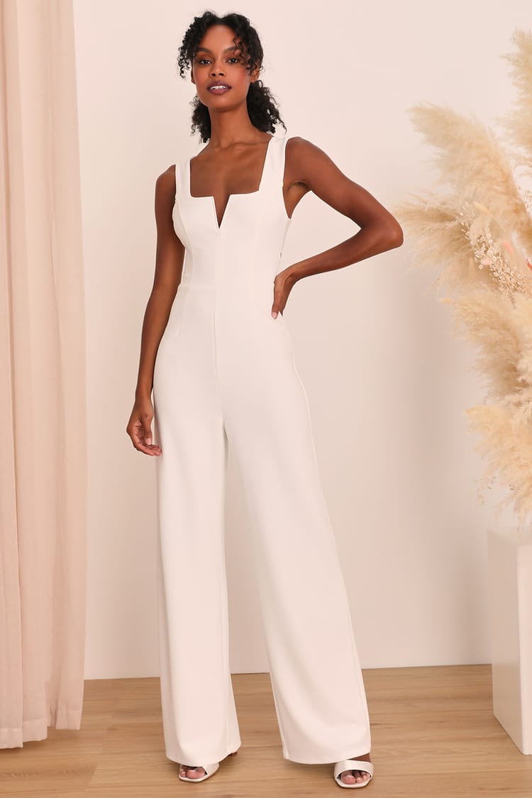 Love For All Time Ivory Sleeveless Backless Wide-Leg Jumpsuit