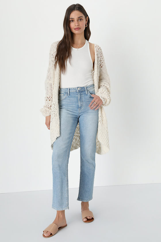 Crochet it Ain't So Ivory Oversized Cardigan Sweater - thumbnail 4