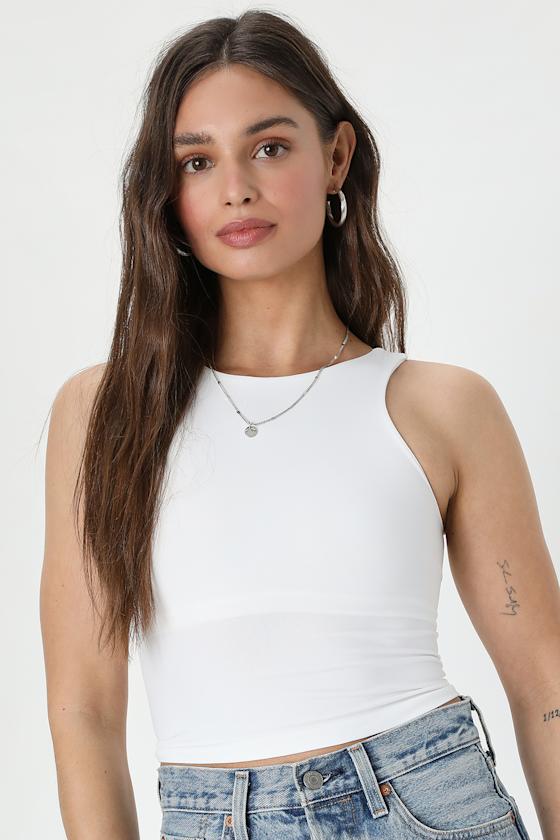 Clean Lines White Seamless Cropped Cami Top 1