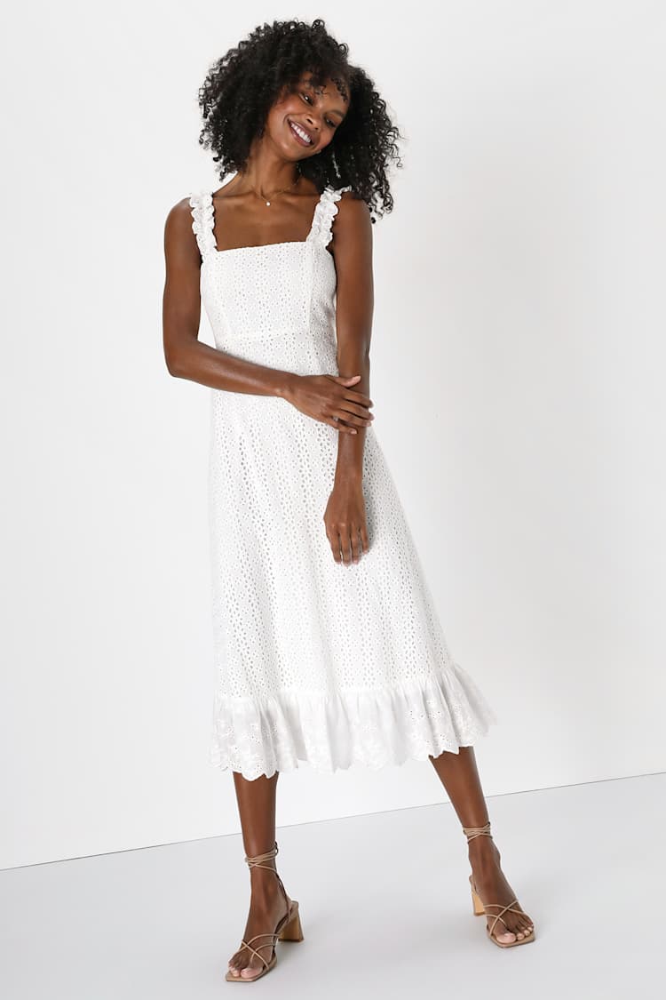lisa lace midi dress Good Life Lace Maxi Dress in White main image 1