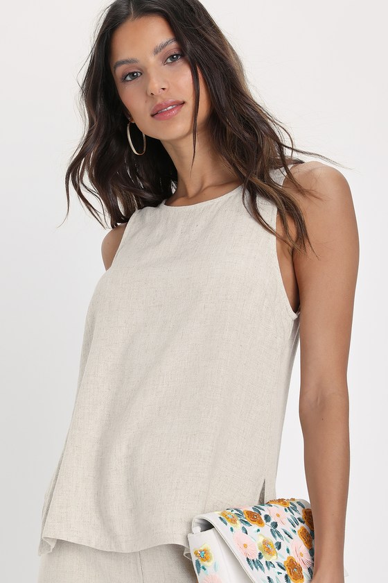 Lulus Amalfi Attitude Beige Linen Tank Top