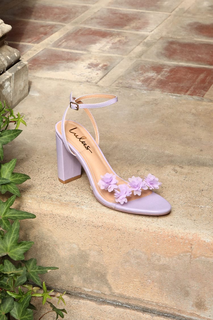 Lilac Ankle Strap Heels - Floral High Heels - Vinyl High Heels - Lulus