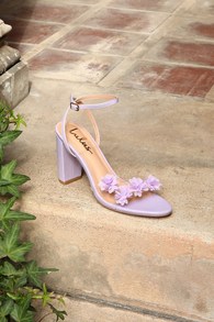 Arina Lilac Floral Ankle Strap Heels