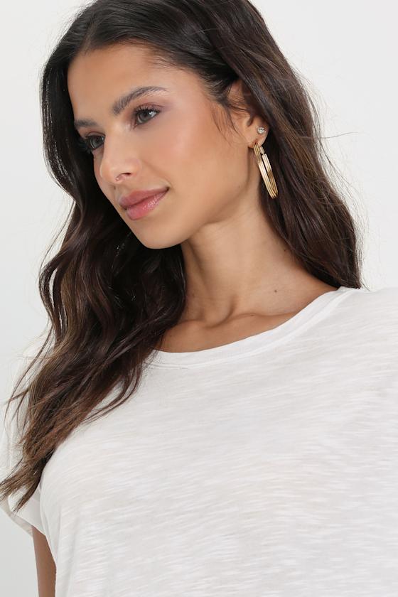 Heather Silver Bamboo Long Sleeve Scoop Neck Top main image 1