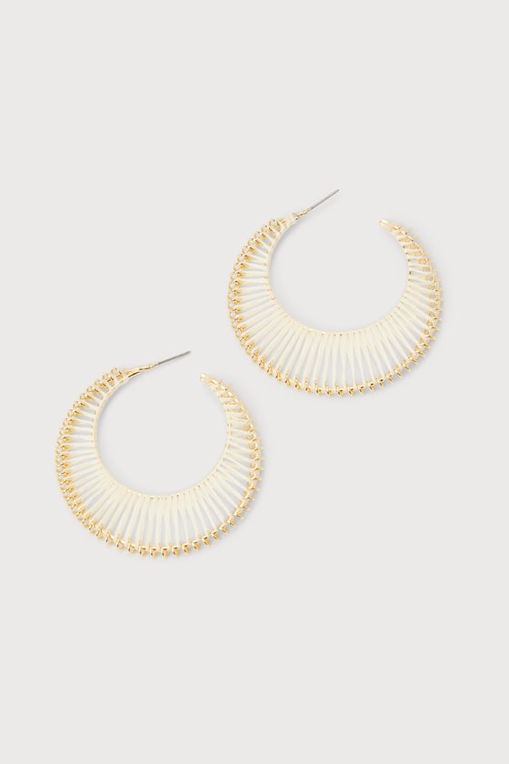 Ivory Threaded Earrings - Boho Earrings - Threaded Hoop Earrings - Lulus