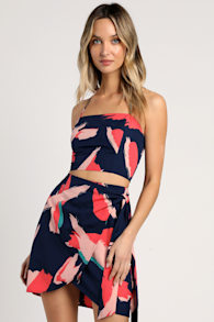 Artistic Impulse Navy Blue Abstract Print Two-Piece Mini Dress 8