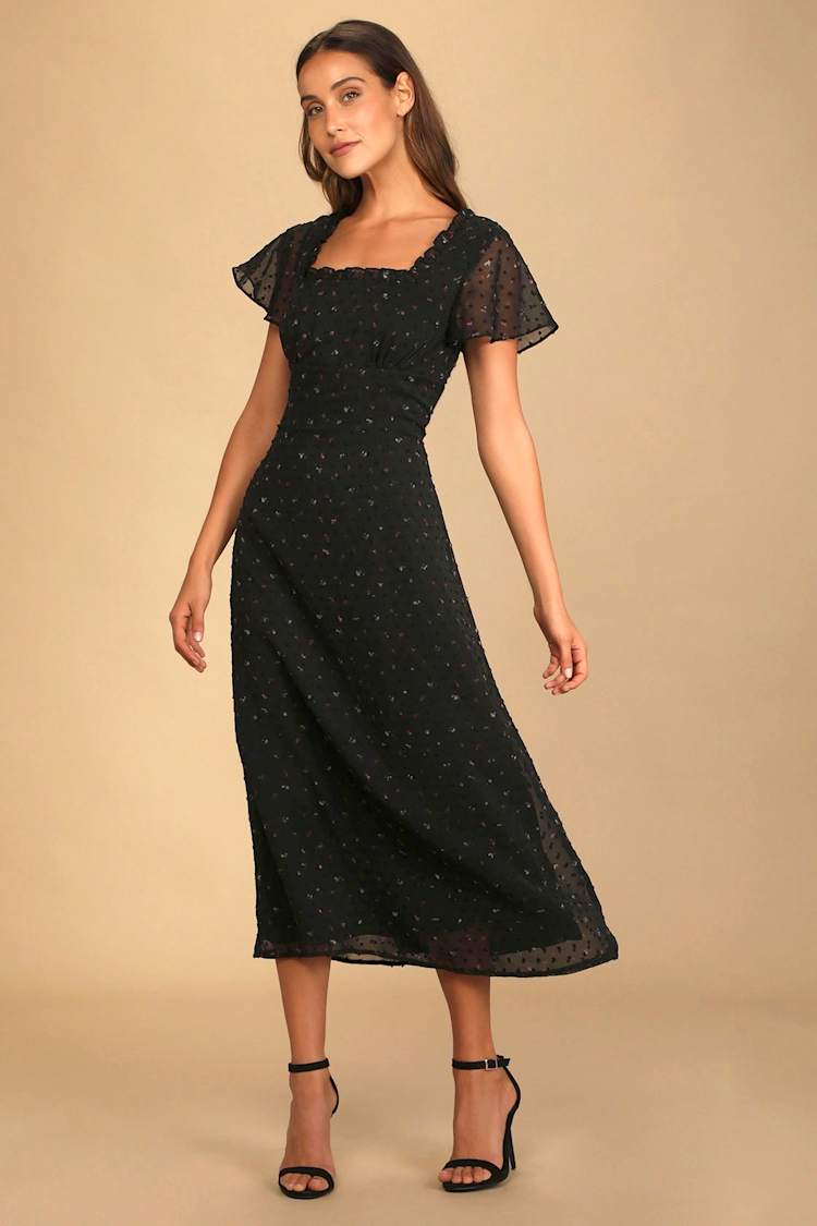 Black Maxi Dress - Floral Print Dress - Swiss Dot Maxi Dress - Lulus