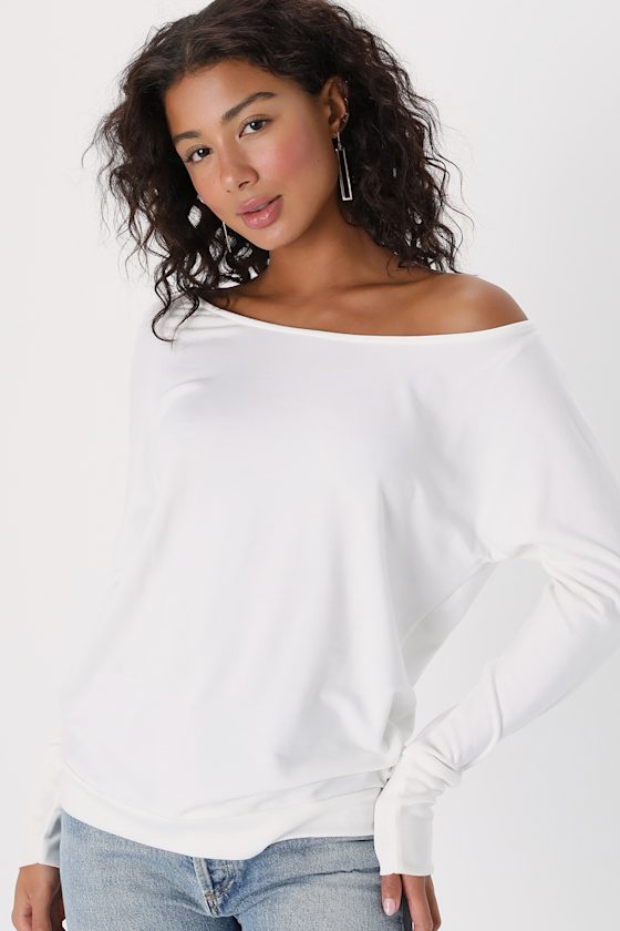Travis White Long Sleeve Sweater Top 2