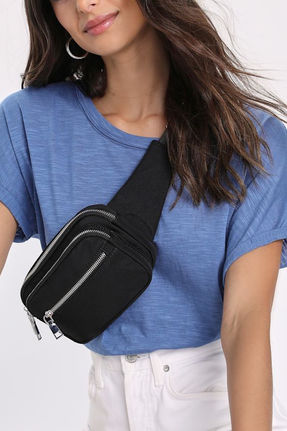 Chic Black Fanny Pack Convertible Fanny Pack Sling Fanny Pack Lulus