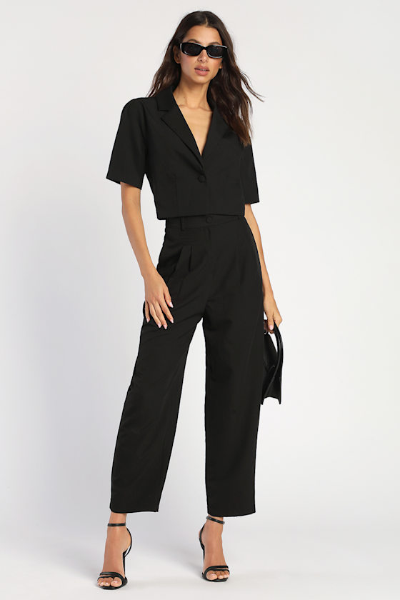 Posh Company Black Cropped Short Sleeve Blazer 7