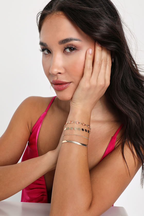 Cute Gold Bracelet Set 4PC Bracelet Set Pink Bracelet Lulus
