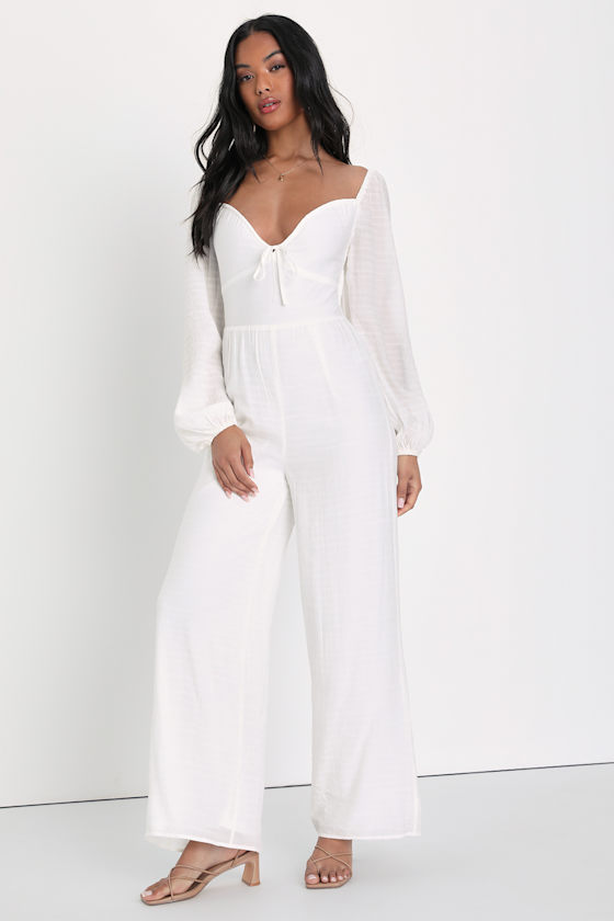 Balloon Sleeve Cutout Plunge Jumpsuit