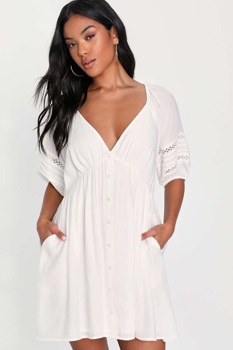 white christmas dresses White Crochet Beach Mini Dress – Mint Velvet