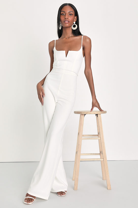 Cheers to Chic Ivory Sleeveless Wide-Leg Jumpsuit 1