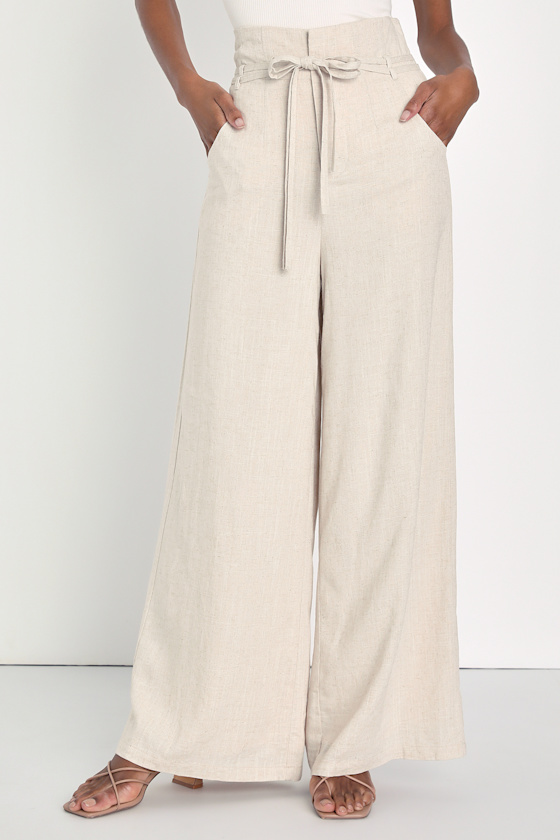 Day by Day Beige High-Waisted Wide Leg Pants 2