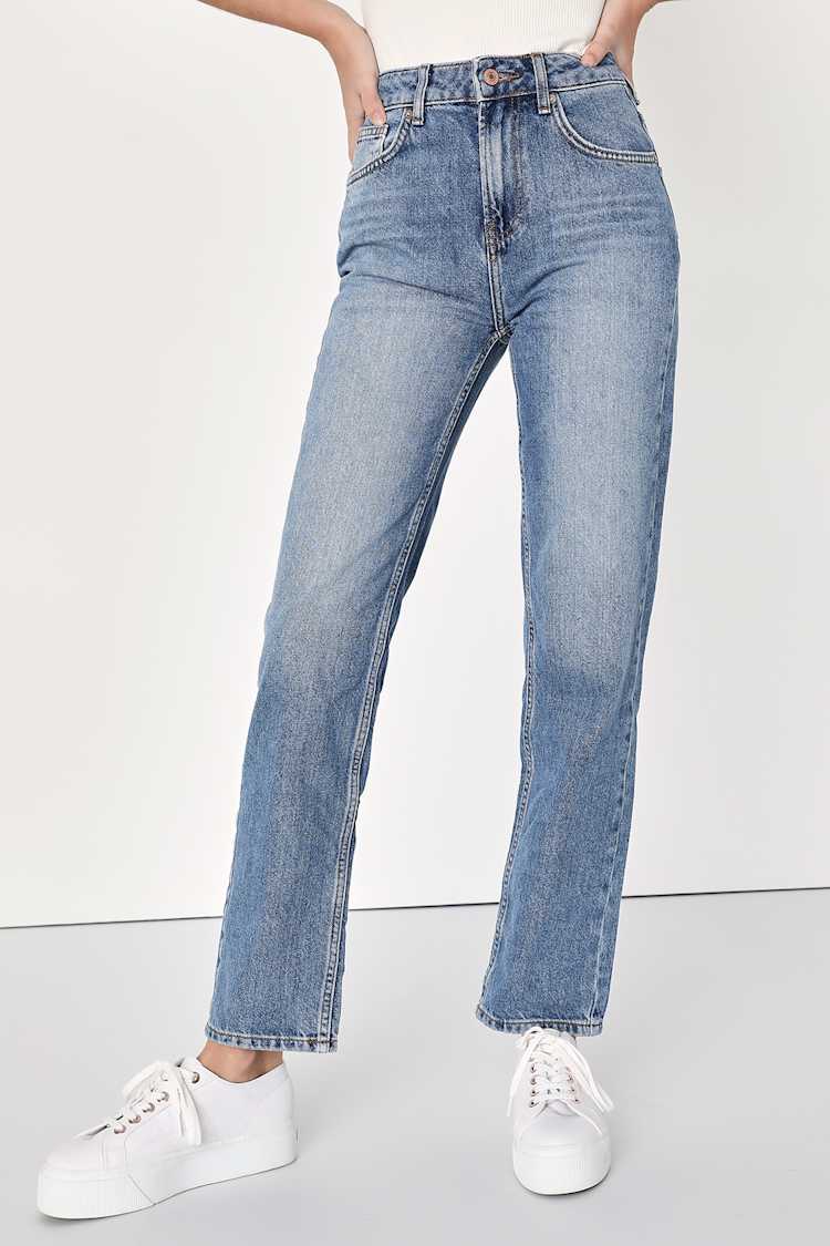 Pacifica Medium Wash High Rise Straight Leg Jeans