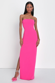 Elaborate Excellence Hot Pink Strapless Bodycon Maxi Dress 1