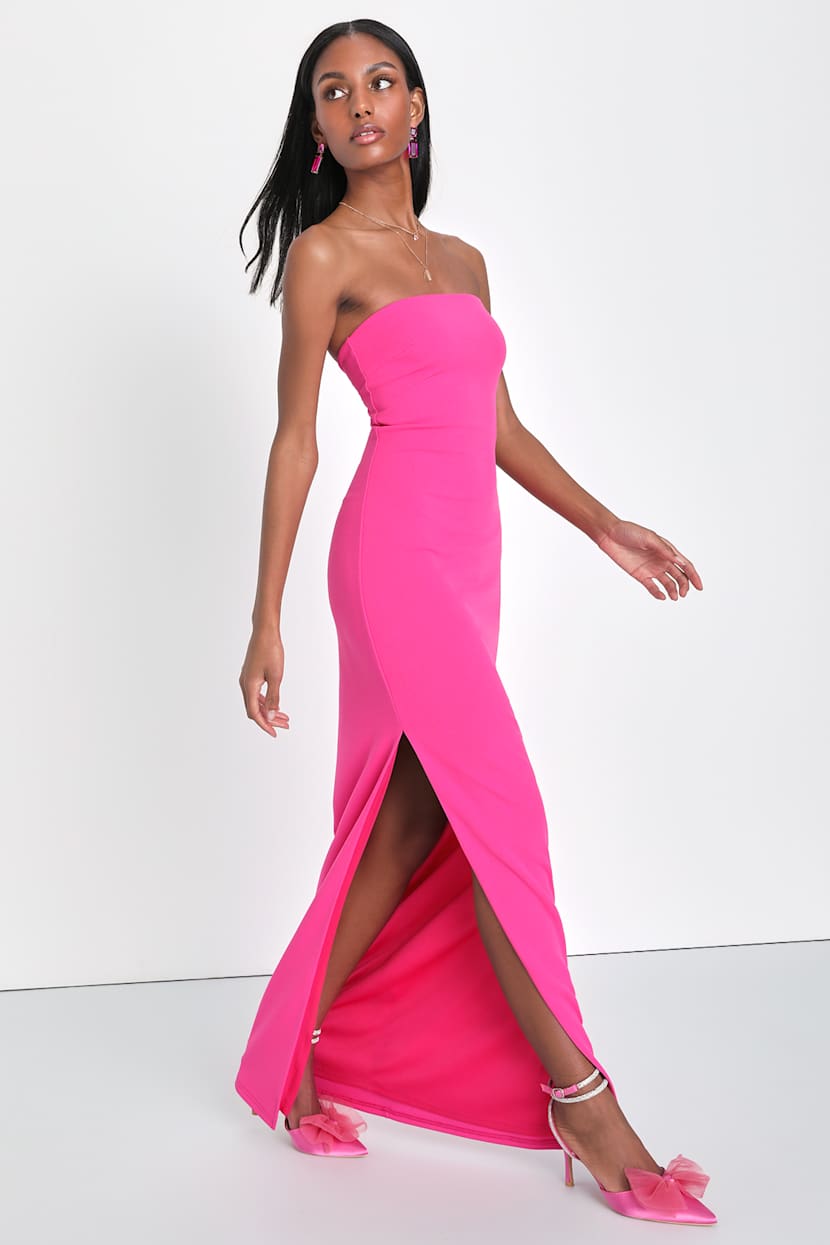 pink fitted dress Colors 2975 Size 6, 8 Hot Pink Long Prom Dress Sequin 6 / Hot Pink main image 1