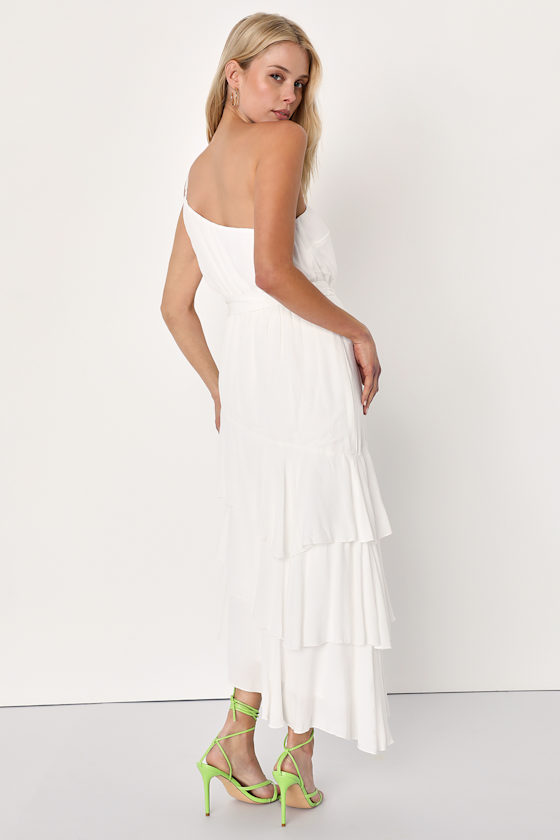 Slice of Sunshine White One-Shoulder Midi Dress 4