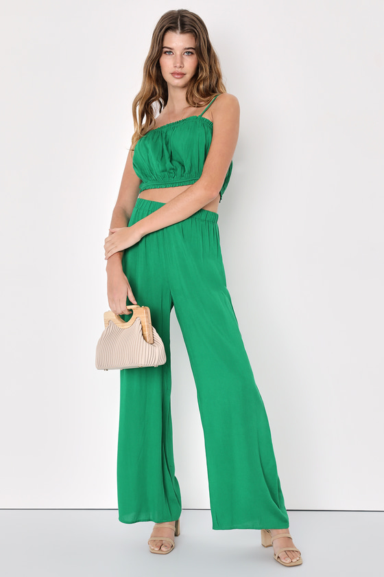 Green Jumpsuit Green TwoPiece Jumpsuit WideLeg Jumpsuit Lulus