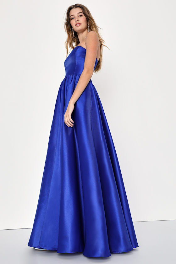 Revel in the Magic Royal Blue Strapless Maxi Dress 3