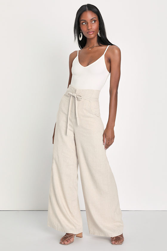 Day by Day Beige High-Waisted Wide Leg Pants 5