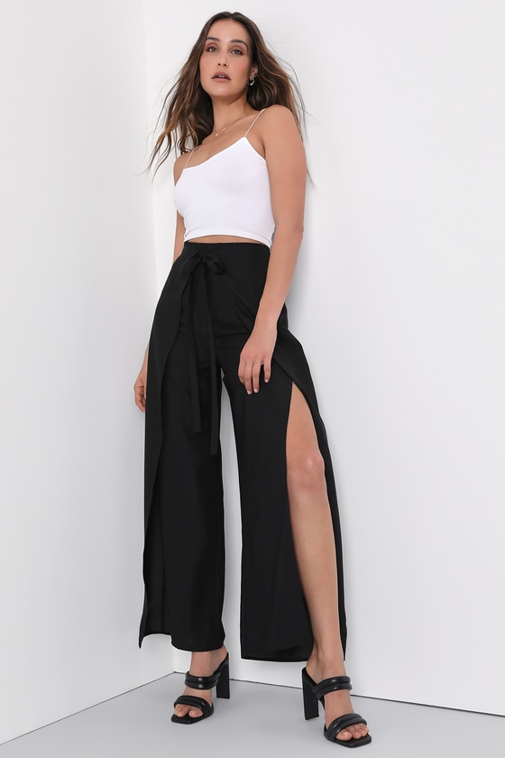 NA-KD Trousers and Pants : Buy NA-KD Tie Waist Flowy Pants-Black With Belt  Online|Nykaa Fashion