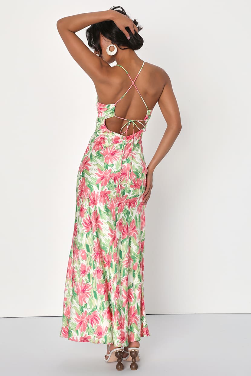 sachin and babi light blue dress Ivory Multi Maxi Dress - Floral Print Backless Dress - Midi Dress