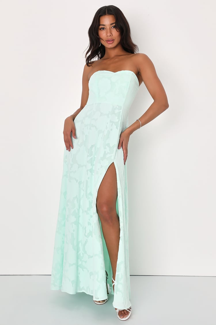 Green Velvet Dress - Strapless Maxi Dress - Plunging Maxi Dress - Lulus