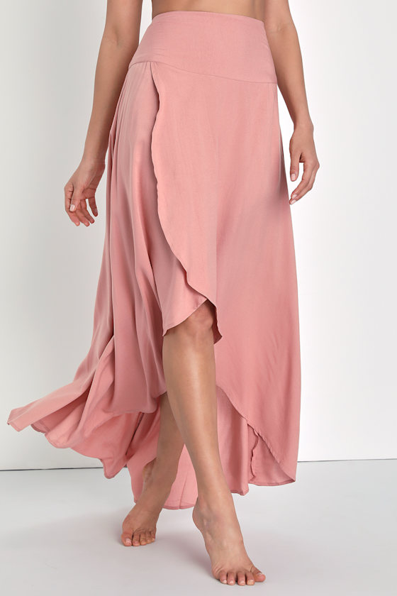 Ambrosio Mauve Pink High-Low Maxi Skirt 7
