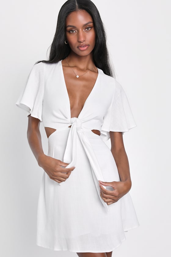 Perfect Day White Cutout Tie-Front Mini Dress 2