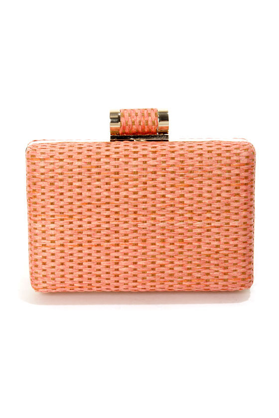 Cute Coral Clutch Woven Clutch 27.00 Lulus